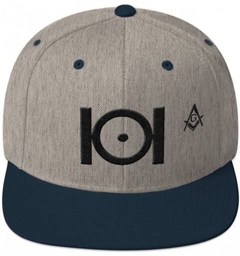Baseball Caps Masonic Snapback Hat 3D Puff Embroidery Black Thread - Heather Grey/ Navy - C318DCS7X4U $39.30