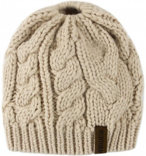 Skullies & Beanies Toddler Child Kids Girls Winter Warm Hat Ponytail Beanie Hats Messy Bun BeanieTail Knit Cap Beige - C518Z9...