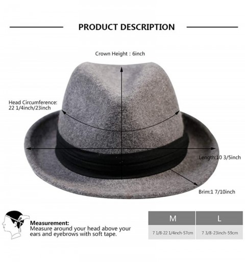 Fedoras Wool Fedora Hats for Men Trilby Gatsby Hat Felt Manhattan Women Outfit Decorations - Hemp Gray - CJ18I0O8GTK $45.52