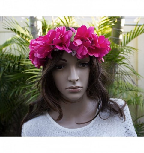 Headbands Women Floral Headband Hawaiian Plumeria Flower Haku elastic Leis - Solid Pink - C8189KLE099 $11.66