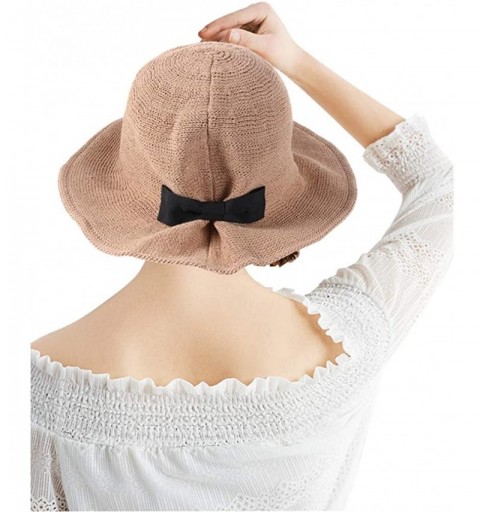 Sun Hats Women's Sun Hat- Floppy Adjustable Drawstring UV Beach Sun Straw Hat - 01 Khaki Summer Sun Hat - CD18WL48IZ5 $11.55