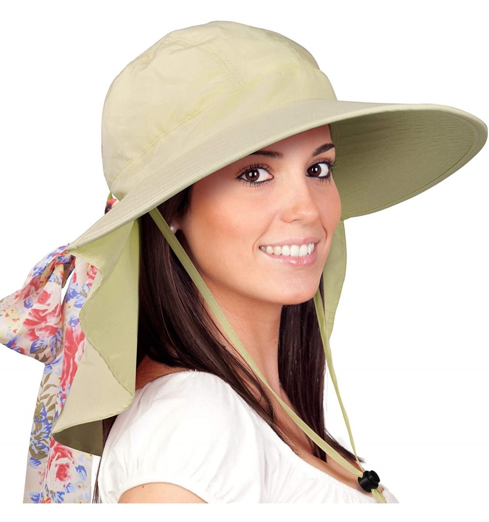 Sun Hats Womens Sun Hats Neck Flap Large Brim UV Protection Foldable Fishing Hiking Cap - Tan - C21869COOO7 $11.48