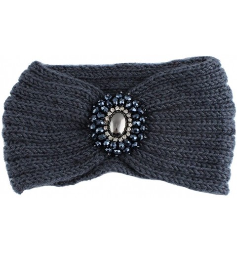 Headbands Retro Bohemian Beads Cable Knitted Winter Turban Ear Warmer Headband - Beige Grey - CA189N3CXO7 $10.74