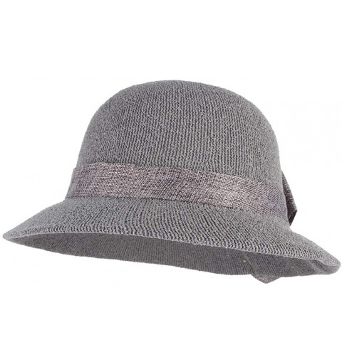 Bucket Hats Women Ladies Big Bow Sun Protection Cloche Bucket Hat Travel Outdoor Wide Brim Bucket Sun Hat - Grey - CW18INTHEH...