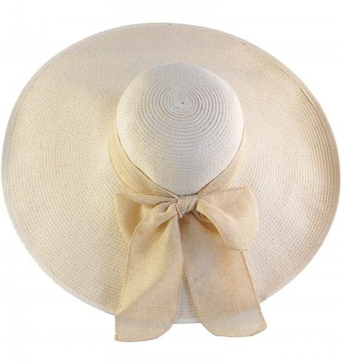 Sun Hats Women's Graceful Bow Sun Hats Wide Brim Great Coverage for Face Neck Shoulder - Apricot - C418CXKYE7H $13.97