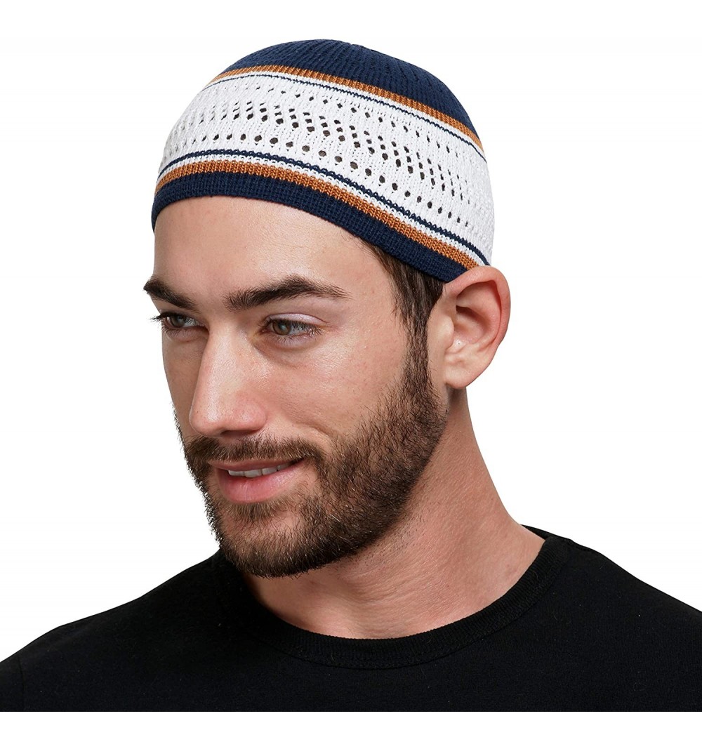 Skullies & Beanies 100% Cotton Skull Cap Chemo Kufi Under Helmet Beanie Hats in Solid Colors and Stripes - C618LN43U6X $13.90