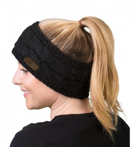 Cold Weather Headbands Women Winter Warm Headband Fuzzy Fleece Lined Thick Cable Knit Head Wrap Ear Warmer Black & Dark Grey ...