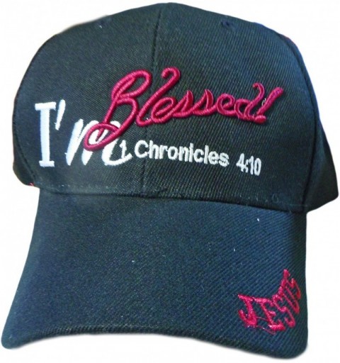Baseball Caps I'm Blessed! 1 Chronicles 4-10 Jesus Baseball Hat - Black - CW17YY29ZIQ $11.84