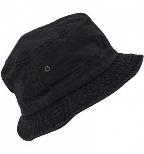 Bucket Hats Washed Hats- Royal Medium/Large - Black - CC11O94PRQ7 $15.22