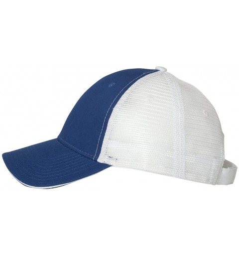 Baseball Caps Cotton Twill Trucker Cap with Mesh Back and A Sleek Trim On Front of Bill-Unisex - Royal Blue/White - CQ12I54XI...