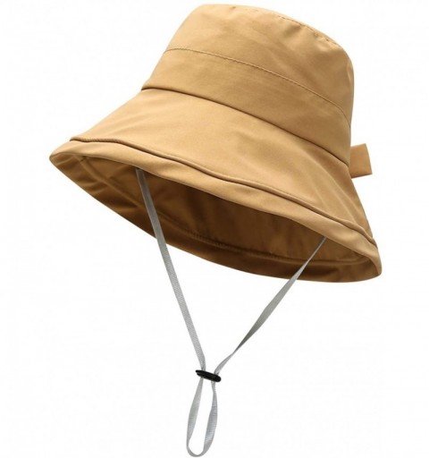 Sun Hats Womens Ponytail Summer Sun Hat Wide Brim UV Protection Foldable Safari Fishing Cap Floppy Bucket Hats - A-khaki - C9...