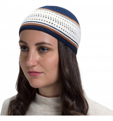 Skullies & Beanies 100% Cotton Skull Cap Chemo Kufi Under Helmet Beanie Hats in Solid Colors and Stripes - C618LN43U6X $13.90