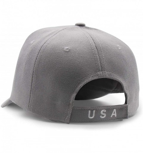 Baseball Caps American Flag USA Eagle Baseball Cap 3D Embroidery Hats for Men Women - Grey - CX18TSZ76TI $13.06