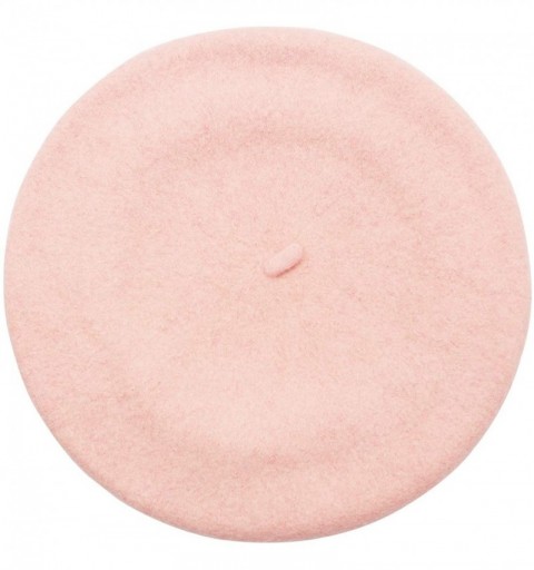 Berets Wool French Beret Hat for Women - Pink 2 - CS18AI7X3QK $9.24