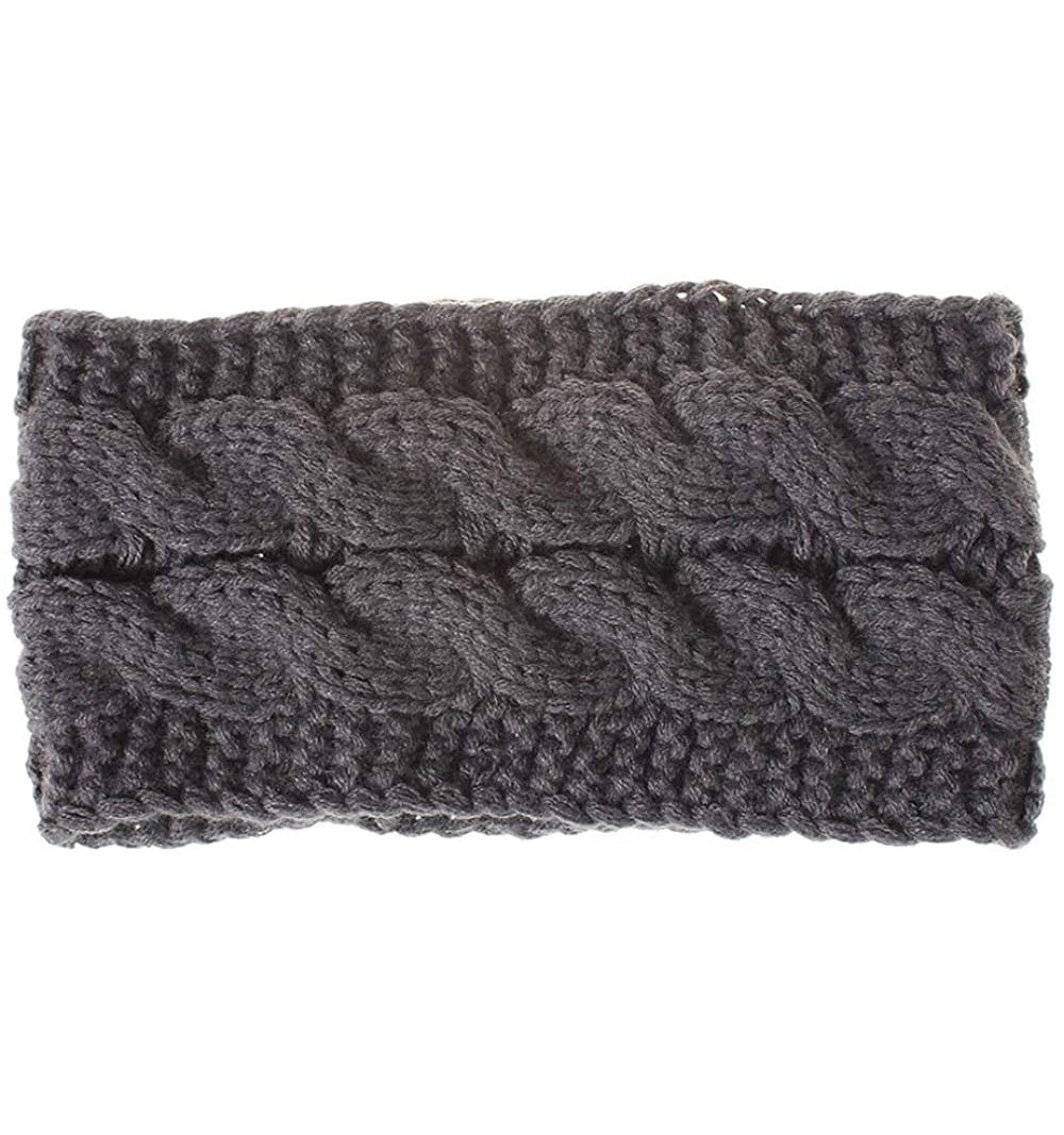 Headbands Knitting Woolen Knot Tie Head Wrap Headbands Women Winter Handmade Hairband - Gray - CN18I8Z0L9X $9.16