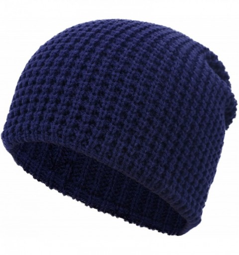 Skullies & Beanies Men's/Women's Slouchy Soft Knit Daily Beanie Solid Color Skull Hat Cap - Navy - CP188YW0RTH $12.15