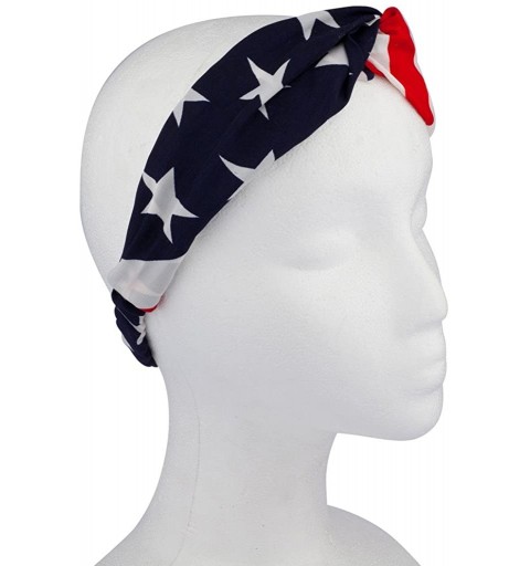 Headbands American Flag Stars Stripes 4th of July Stretch Headband Head Band - CM11WYTBKH9 $11.22