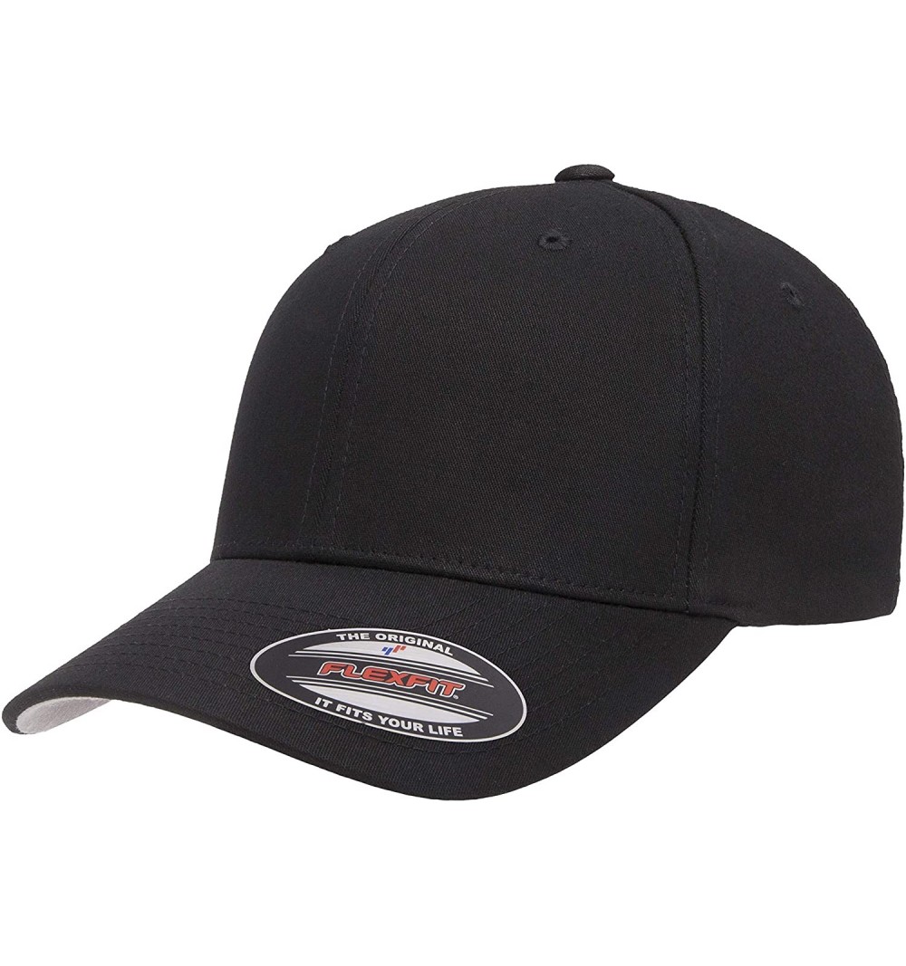Baseball Caps Cotton Twill Fitted Cap - Black - C119085H5CO $16.82