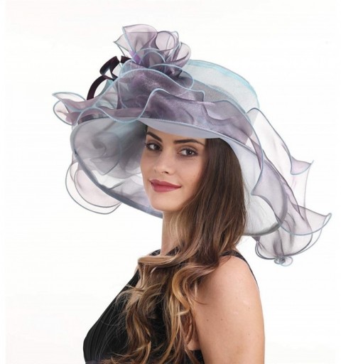 Sun Hats Women's Organza Church Kentucky Derby Hat Feather Veil Fascinator Bridal Tea Party Wedding Hat - CA192W8982H $27.40