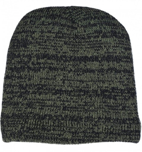 Skullies & Beanies Men's Insulated Thermal Thick Knit Marled Beanie in - Green & Black - CA18I6UZW22 $7.20