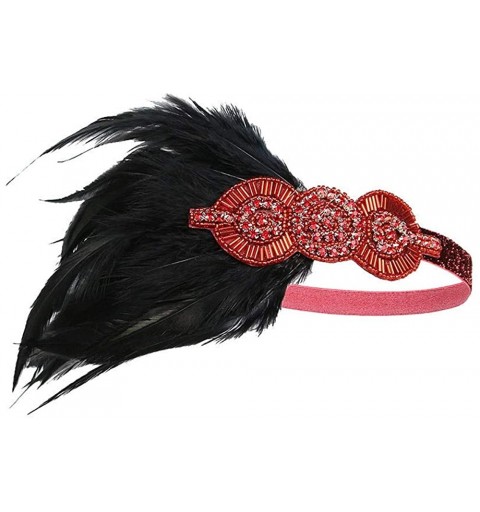 Headbands 1920s Headpiece Feather Flapper Headband Great Gatsby Headdress Vintage Accessory - Red -1 - C318K6NY0C4 $9.91