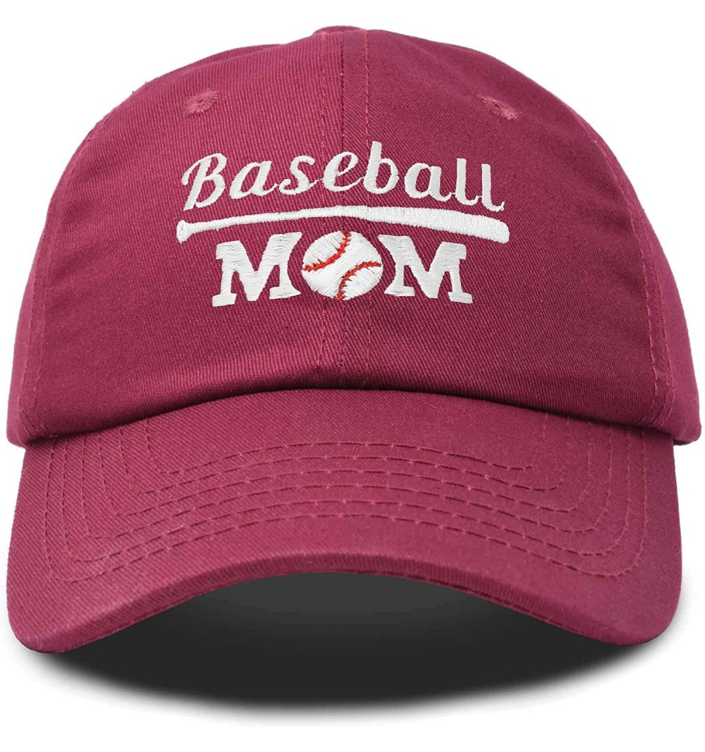 Baseball Caps Baseball Mom Women's Ball Cap Dad Hat for Women - Maroon - CV18K34ZA0R $12.50