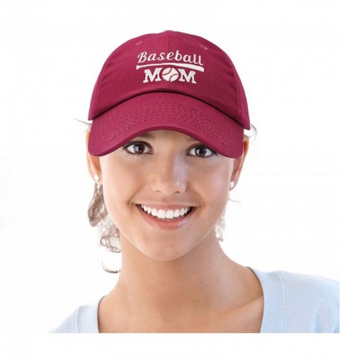 Baseball Caps Baseball Mom Women's Ball Cap Dad Hat for Women - Maroon - CV18K34ZA0R $12.50