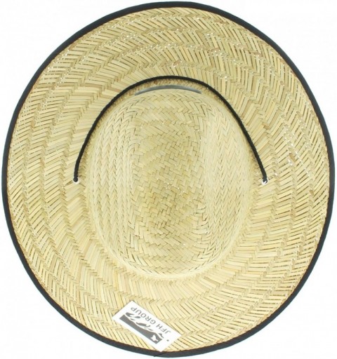 Sun Hats Men's Pierside Wide Brim Straw Sun Hat with Chin Cord - Black Lone Star - CR18477Q4DE $22.62