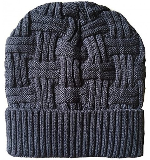 Skullies & Beanies Winter Warm Knitting Hats Wool Baggy Slouchy Beanie Hat Skull Cap - Deep Grey - CT1882R5O7W $13.51