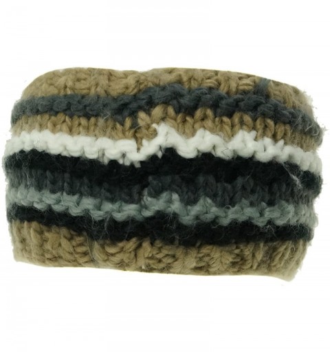 Cold Weather Headbands Multi Striped Winter Headband - Multi Beige - CZ11ET8CBC1 $23.68