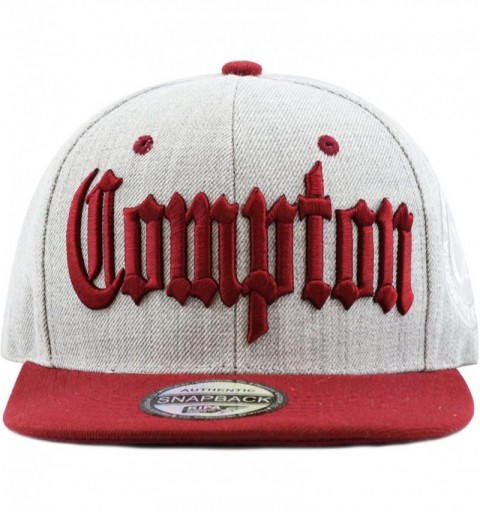 Baseball Caps Compton 3D Embroidered Heather Grey Snap Back Baseball Hat - Burgundy - CV12E09C0UL $11.72