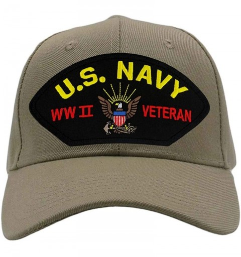 Baseball Caps US Navy- World War II Veteran Hat/Ballcap Adjustable One Size Fits Most - Tan/Khaki - C118HWTE5GT $27.17