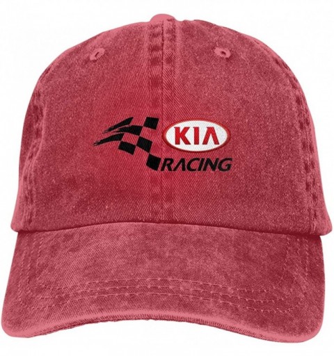 Baseball Caps Men KIA Racing 100% Cotton Workout Hats Adjustable Unstructured Hat - Red - CM18YUOCIS6 $18.64