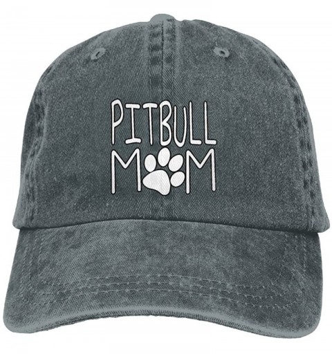 Baseball Caps Unisex Washed Pitbull Mom Fashion Denim Baseball Cap Adjustable Travel Hat - Asphalt - CG18DUKRA24 $10.90