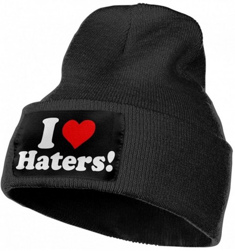 Skullies & Beanies Women & Men I Love Haters Winter Warm Beanie Hats Stretch Skull Ski Knit Hat Cap - Black - C818MGD3T69 $16.38