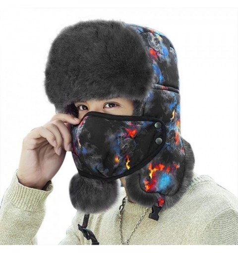 Bomber Hats Winter 3 in 1 Thermal Fur Lined Trapper Bomber Hat with Ear Flap Full Face Mask Windproof Baseball Ski Cap - C818...