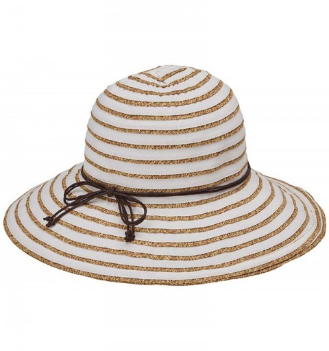 Sun Hats Women's Ribbon Paperbraid Stripe Sun Brim - One Size - White - CL18H4HC3XG $27.75