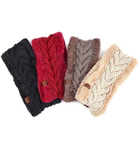 Cold Weather Headbands Winter Ear Bands for Women - Knit & Fleece Lined Head Band Styles - Beige Thick Fleece - CT18A9C3NTC $...