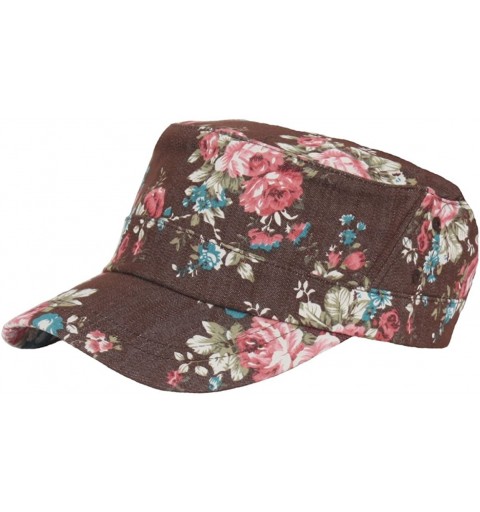 Baseball Caps A137 Women Flower Pattern Forest Design Simple Army Cap Cadet Military Hat - Brown - CQ12G8DW8HH $21.76