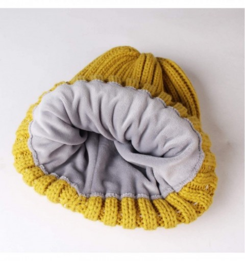 Skullies & Beanies Winter Beanie for Women Fleece Lined Warm Knitted Skull Cap Winter Hat - 16-mustard Yellow - CX18UWHZQDA $...