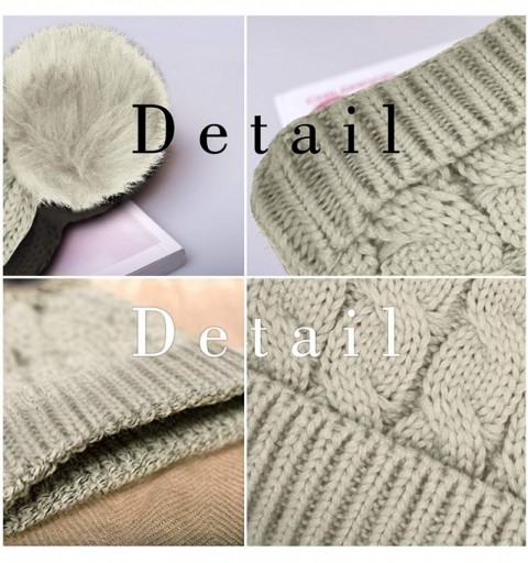 Skullies & Beanies Women's Winter Beanie Warm Fleece Lining - Thick Slouchy Cable Knit Skull Hat Ski Cap - Fluff-cream - CO18...
