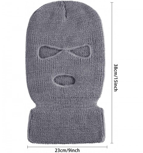 Balaclavas 2 Pieces 3-Hole Ski Mask Knitted Face Cover Winter Balaclava Full Face Mask for Winter Outdoor Sports - Gray - C61...