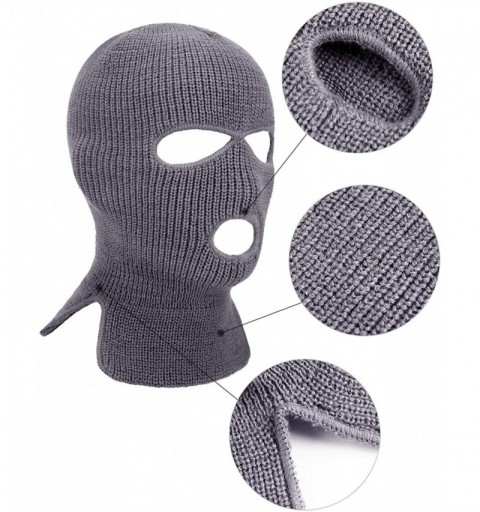 Balaclavas 2 Pieces 3-Hole Ski Mask Knitted Face Cover Winter Balaclava Full Face Mask for Winter Outdoor Sports - Gray - C61...