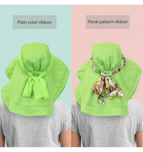 Sun Hats Womens Sun Hats Neck Flap Large Brim UV Protection Foldable Fishing Hiking Cap - Green - CX180GQCC7Q $15.64