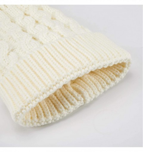 Skullies & Beanies Women's Winter Soft Knitted Beanie Hat with Faux Fur Pom Pom - White - CL18M38SLHR $9.33