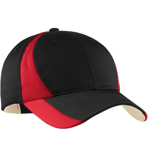 Baseball Caps Men's Dry Zone Nylon Colorblock Cap - Black/True Red - CI11QDSETX9 $9.89