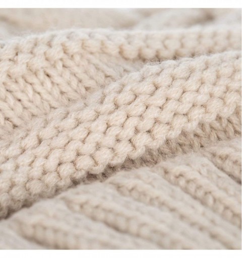 Skullies & Beanies Slouchy Beanie Hat for Women- Winter Warm Knit Oversized Chunky Thick Soft Ski Cap - Cuff Navy+white - CM1...