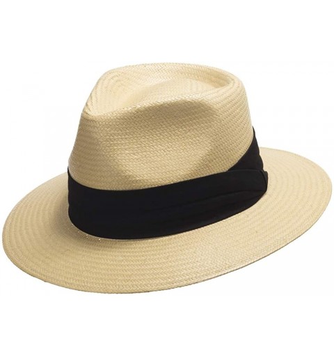 Fedoras Monte Cristo Straw Fedora Panama Hat - Natural With Black Hatband - CC128M92QBX $59.11