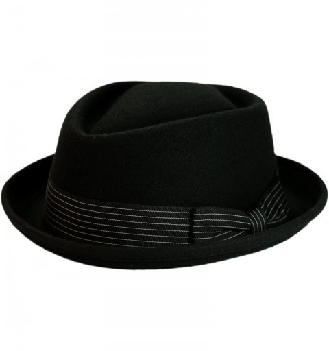 Fedoras 100% Wool 'Boxer' Porkpie Hat - Black - C212M0Z90MN $70.47