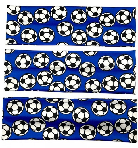 Headbands Soccer Stretch Headbands Spandex Sweatbands - Blue - CN18D9R8TOY $10.84